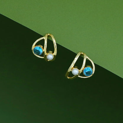 Curvy Hammered Pearl Glossy Earring