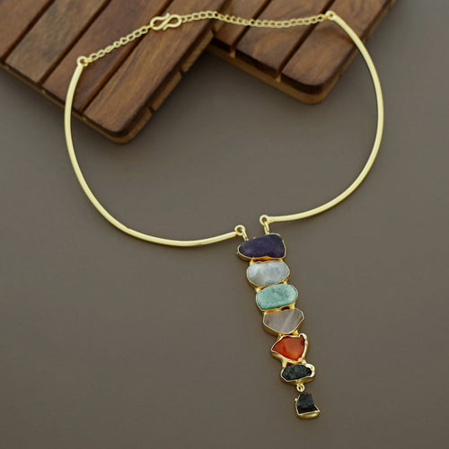 Multi Color Raw Stone Neck Cuff